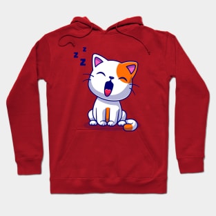 Cute Cat Yawning Sleepy Cartoon Hoodie